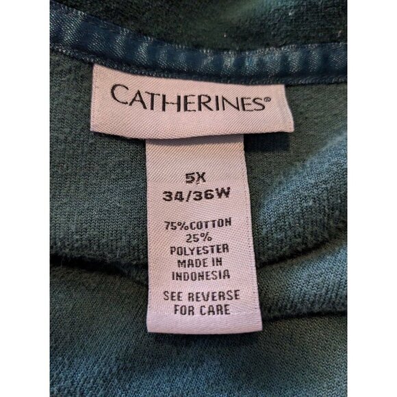 Catherines Womens Full Zip Jacket Plus Size 5X Green Velour Cozy Lounge Minimal - Picture 6 of 6
